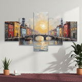 Cuadro decorativo en 5 Piezas Lienzo Puente del Sol 134x72cm - CUADROS | Bylmo