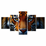 Cuadro decorativo en 5 Piezas Lienzo Tigre Fuerza Salvaje 134x72cm - CUADROS | Bylmo