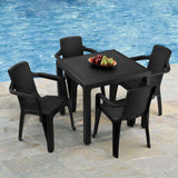 Combo Comedor y 4 Sillas con Brazos Rimax Eterna Negro 80.5x72.5cm Cuadrado - COMEDORES | Bylmo
