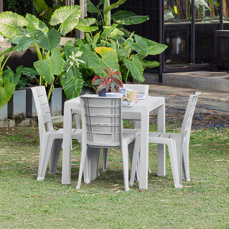 Combo Comedor y 4 Sillas sin Brazos Rimax Barú Gris Hielo 75x73.5cm Cuadrado - COMEDORES | Bylmo