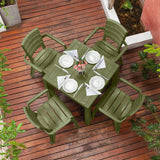 Combo Comedor y 4 Sillas con Brazos Rimax Barú Verde Selva 75x73.5cm Cuadrado - COMEDORES | Bylmo