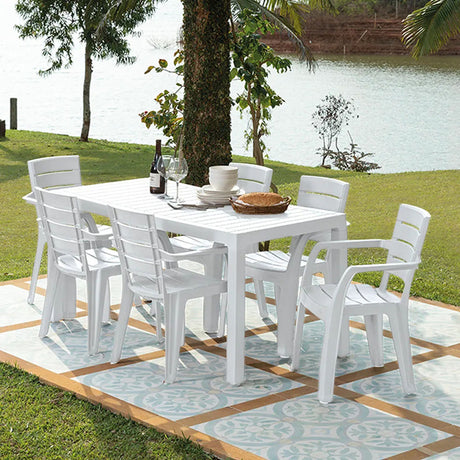 Combo Comedor y 6 Sillas con Brazos Rimax Barú Gris Hielo 153x73.4cm Rectangular - COMEDORES | Bylmo