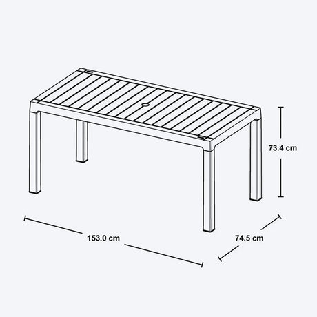 Combo Comedor y 6 Sillas con Brazos Rimax Barú Gris Hielo 153x73.4cm Rectangular - COMEDORES | Bylmo