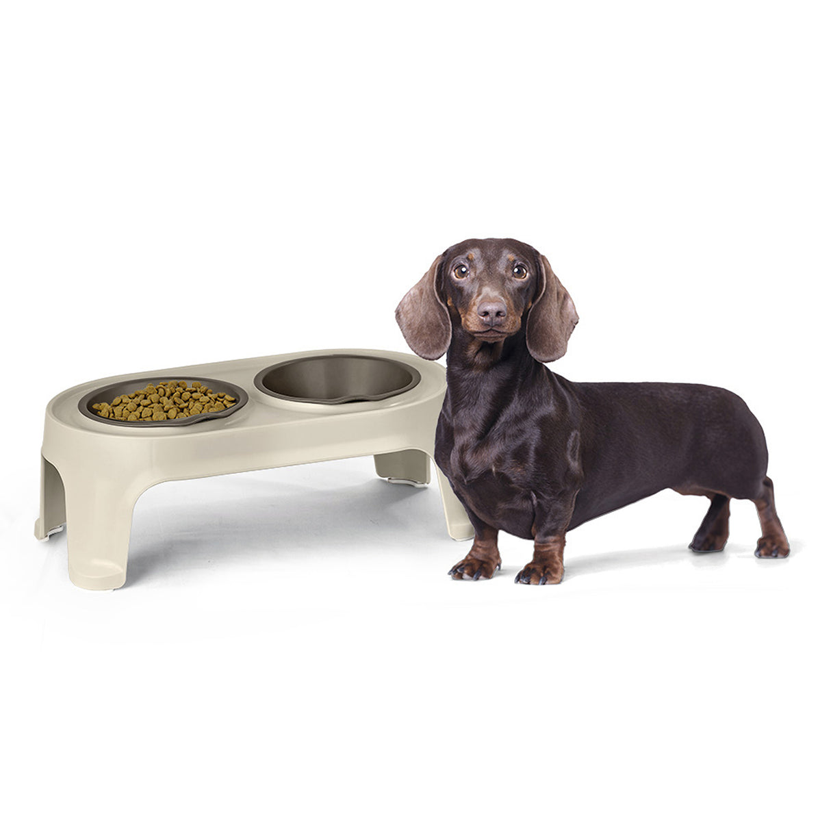 Comedero Alto para Perros Rimax Taupe 44.5x16.5cm Para Perros Pequeños - COMEDEROS Y BEBEDEROS PARA MASCOTAS | Bylmo