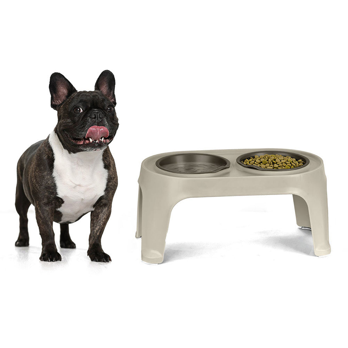 Comedero Alto para Perros Rimax Taupe 44.5x21.7cm Para Perros Medianos - COMEDEROS Y BEBEDEROS PARA MASCOTAS | Bylmo