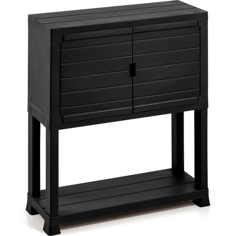 Arrimo Rimax Negro 24.5x72.8cm con Dos Puertas y Un Compartimiento - BIFES Y ARRIMOS | Bylmo