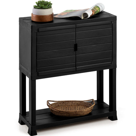 Arrimo Rimax Negro 24.5x72.8cm con Dos Puertas y Un Compartimiento - BIFES Y ARRIMOS | Bylmo