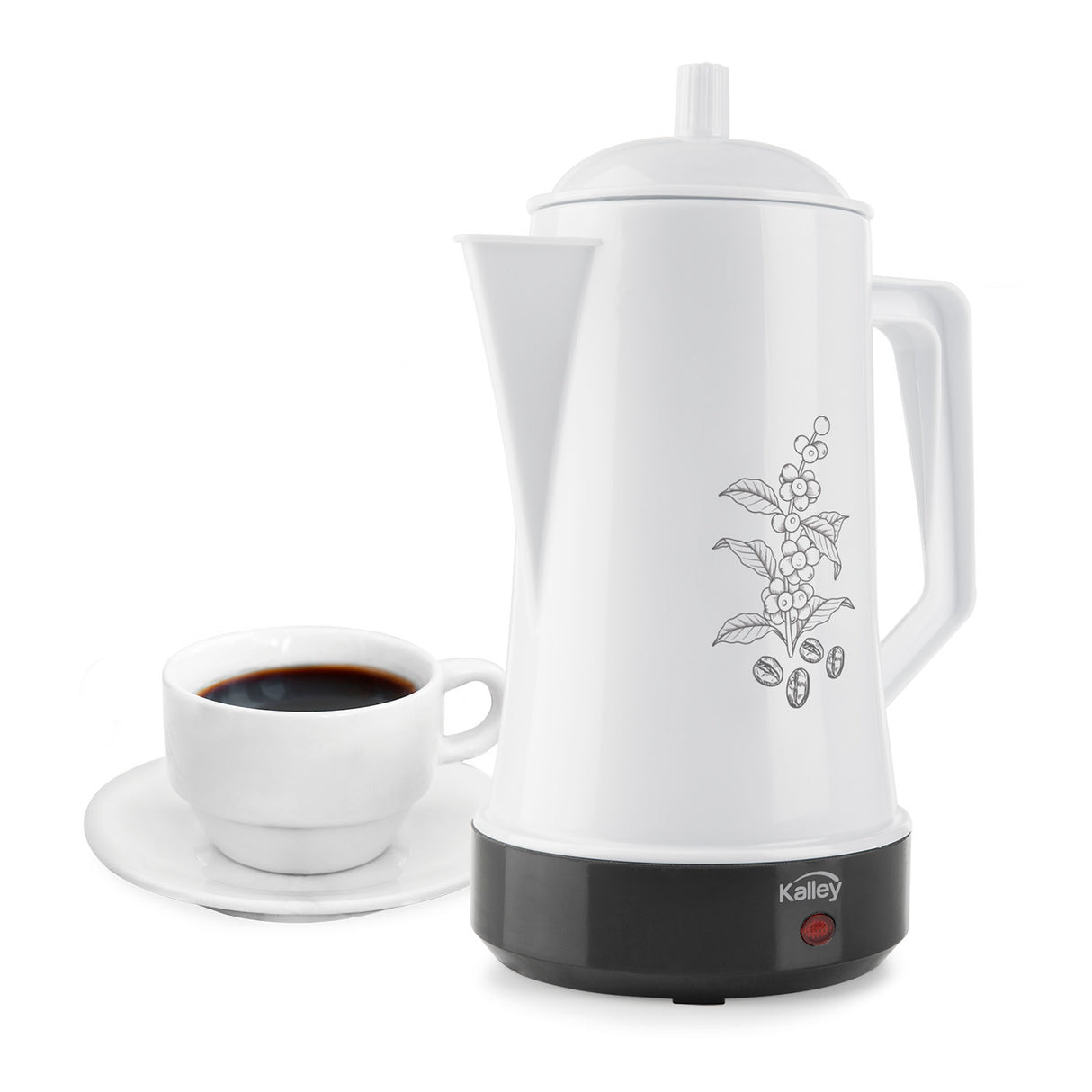 Cafetera Eléctrica Kalley Blanco 19x27.5cm de Percoladora Para 6 Tazas - CAFETERAS ELECTRICAS | Bylmo
