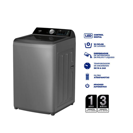 Lavadora Kalley Gris 60.1x106cm Para Carga de 18 Kilogramos - LAVADORAS Y SECADORAS | Bylmo