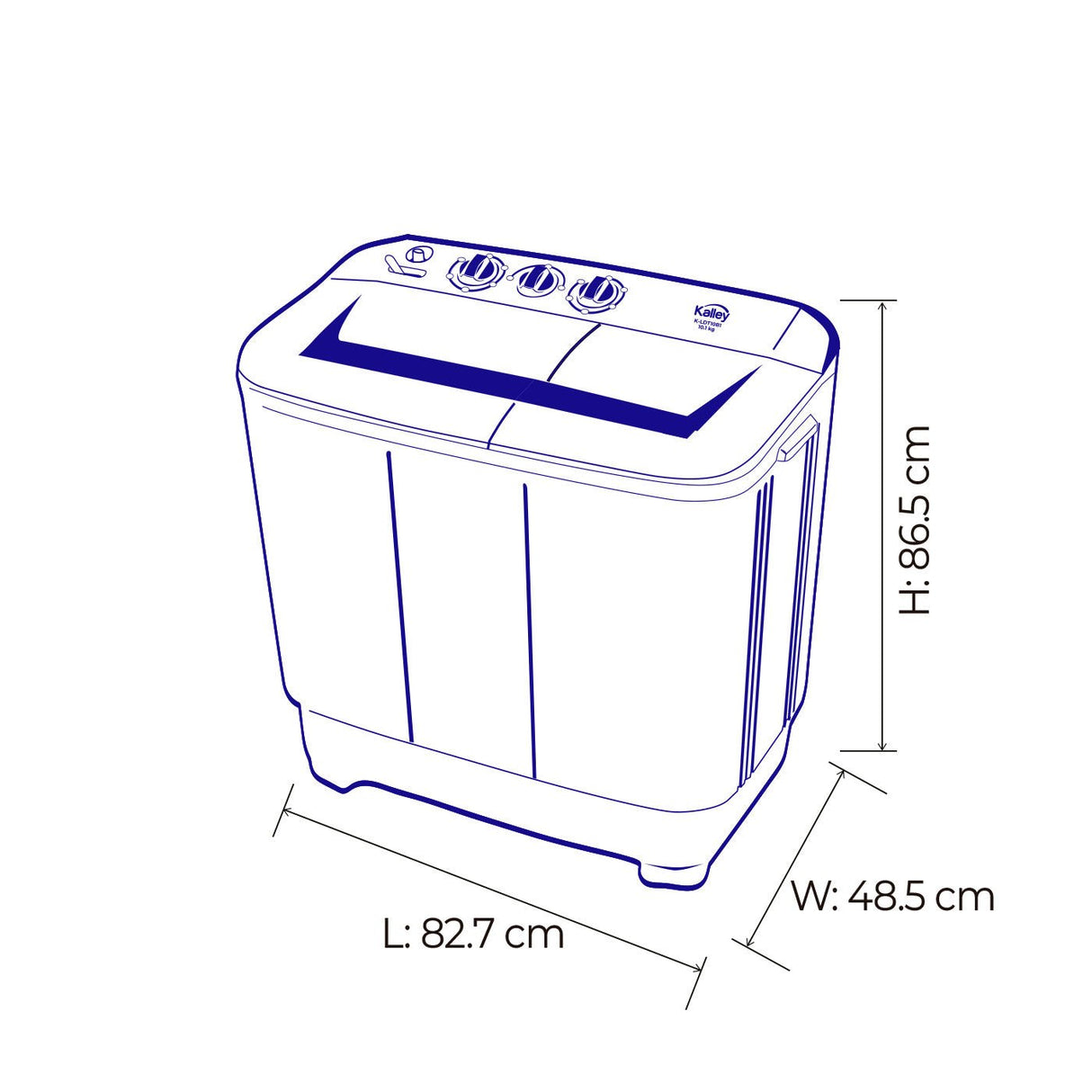 Lavadora Semiautomática Kalley Blanco y Negro 82.7x86.5cm Para Carga de 10 Kilogramos - LAVADORAS Y SECADORAS | Bylmo