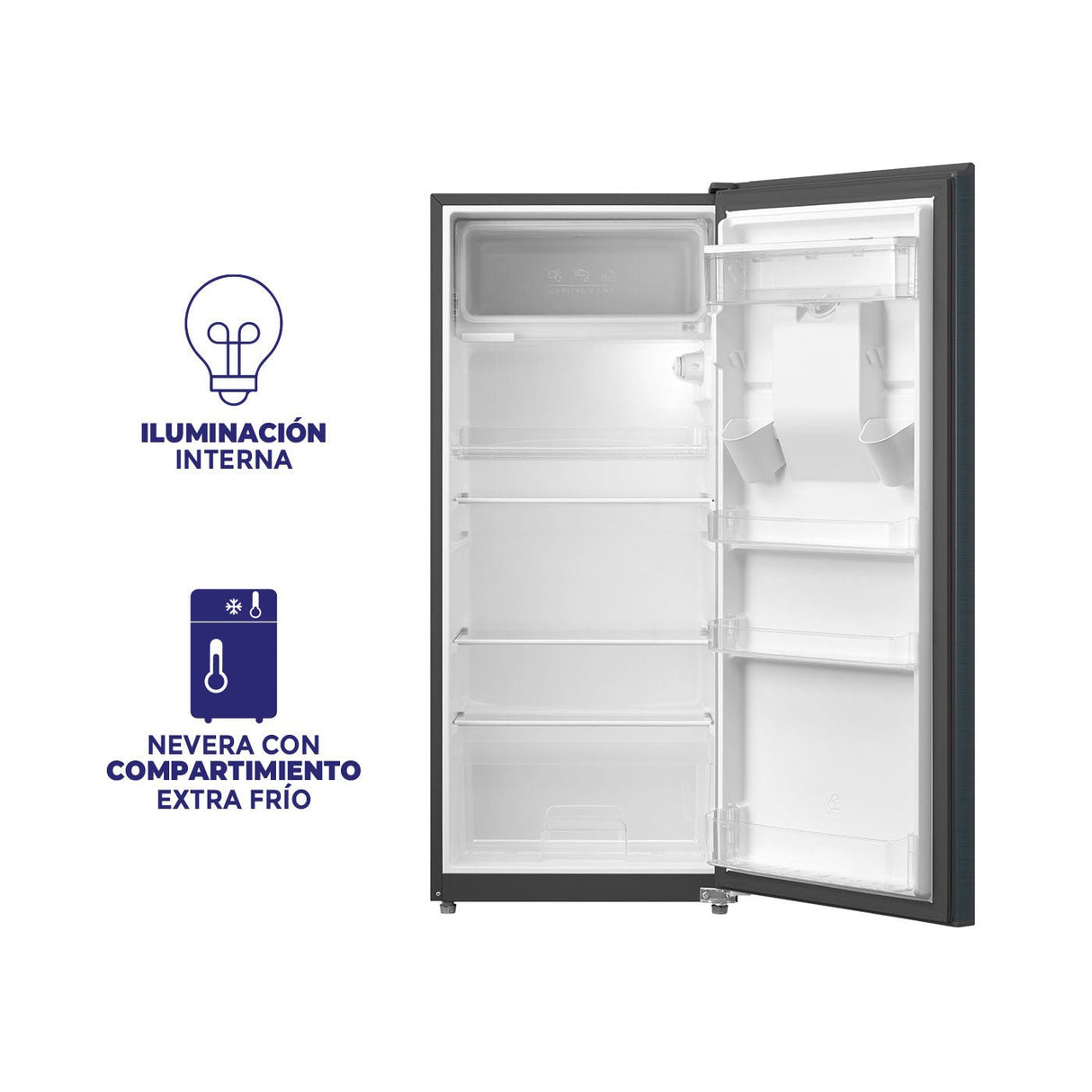 Nevera Kalley Gris Oscuro 52x124.6cm para 187 Litros - NEVERAS | Bylmo