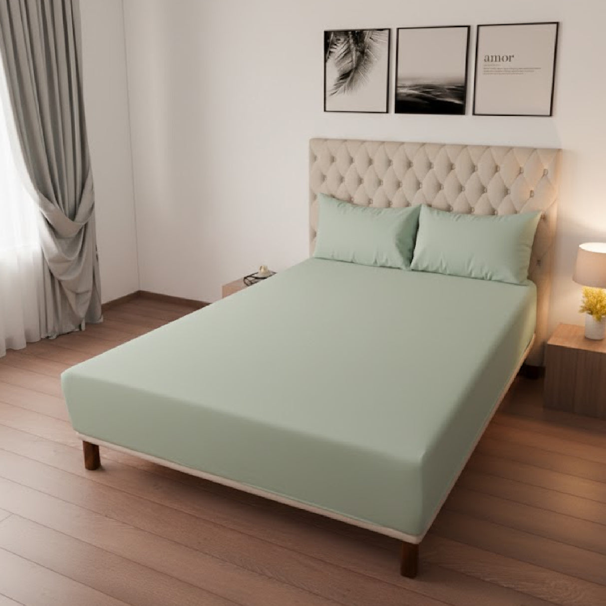Semijuego de Sábanas Watermelon Verde Menta Sencilla 100 X 190 Cm 200 Hilos - SABANAS | Bylmo