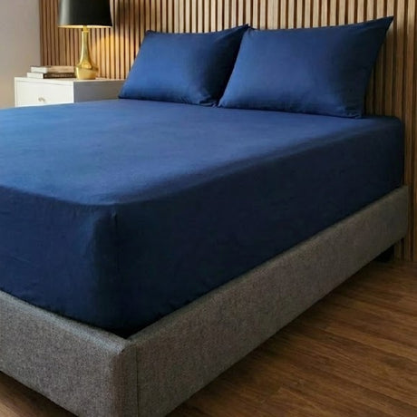Semijuego de Sábanas Navy Peony Azul Semidoble 120 X 180 Cm 200 Hilos - SABANAS | Bylmo
