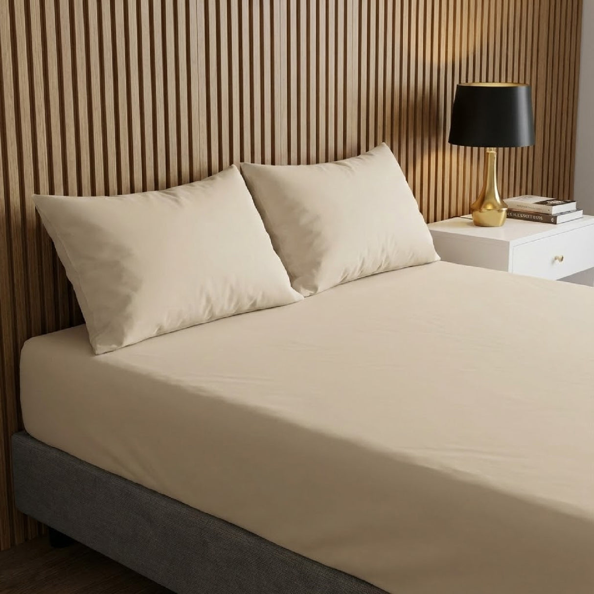 Semijuego de Sábanas Cashmere Beige Queen 160 X 180 Cm 200 Hilos - SABANAS | Bylmo