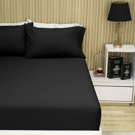 Semijuego de Sábanas Black Beauty Negro Sencilla 100 X 190 Cm 200 Hilos - SABANAS | Bylmo