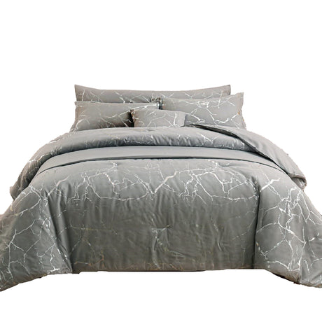 Combo Funda Duvet con Plumón Harmony Gold Gris 220x240cm para Cama Doble 140 X 180 Cm - TENDIDOS Y CUBRELECHOS | Bylmo