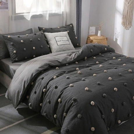 Funda de Duvet Harmony PomDeco Negro 220x240cm para Cama Doble 140 X 180 Cm - TENDIDOS Y CUBRELECHOS | Bylmo