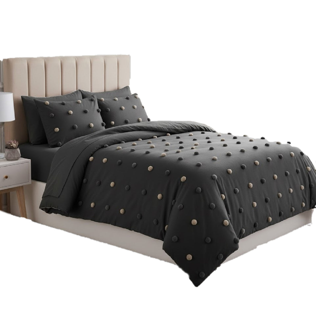 Combo Funda Duvet con Plumón Harmony PomDeco Negro 280x240cm para Cama King 200 X 180 Cm - TENDIDOS Y CUBRELECHOS | Bylmo