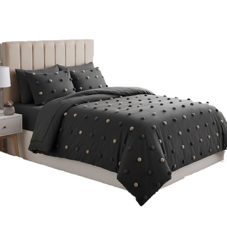 Combo Funda Duvet con Plumón Harmony PomDeco Negro 280x240cm para Cama King 200 X 180 Cm - TENDIDOS Y CUBRELECHOS | Bylmo