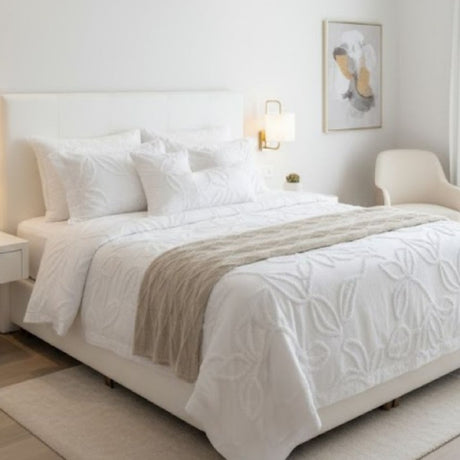 Combo Funda Duvet con Plumón Harmony Leaf Blanco 220x240cm para Cama Doble 140 X 180 Cm - TENDIDOS Y CUBRELECHOS | Bylmo