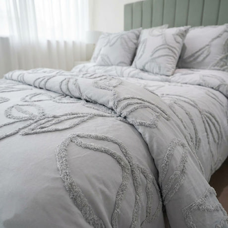 Funda de Duvet Harmony Leaf Gris 280x240cm para Cama King 200 X 180 Cm - TENDIDOS Y CUBRELECHOS | Bylmo