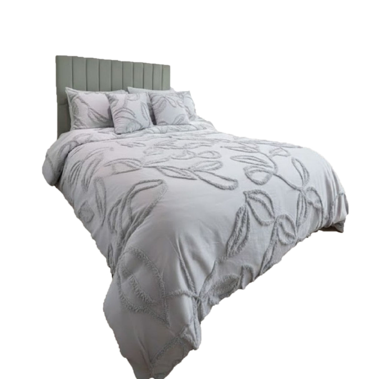 Combo Funda Duvet con Plumón Harmony Leaf Gris 200x240cm para Cama Semidoble 120 X 180 Cm - TENDIDOS Y CUBRELECHOS | Bylmo