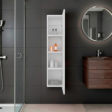 Gabinete de Baño Blanco 25x110cm Rectangular con Tres Entrepaños y con una Puerta - GABINETES DE BANHO | Bylmo