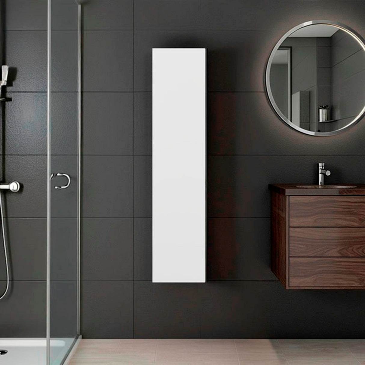 Gabinete de Baño Blanco 25x110cm Rectangular con Tres Entrepaños y con una Puerta - GABINETES DE BANHO | Bylmo