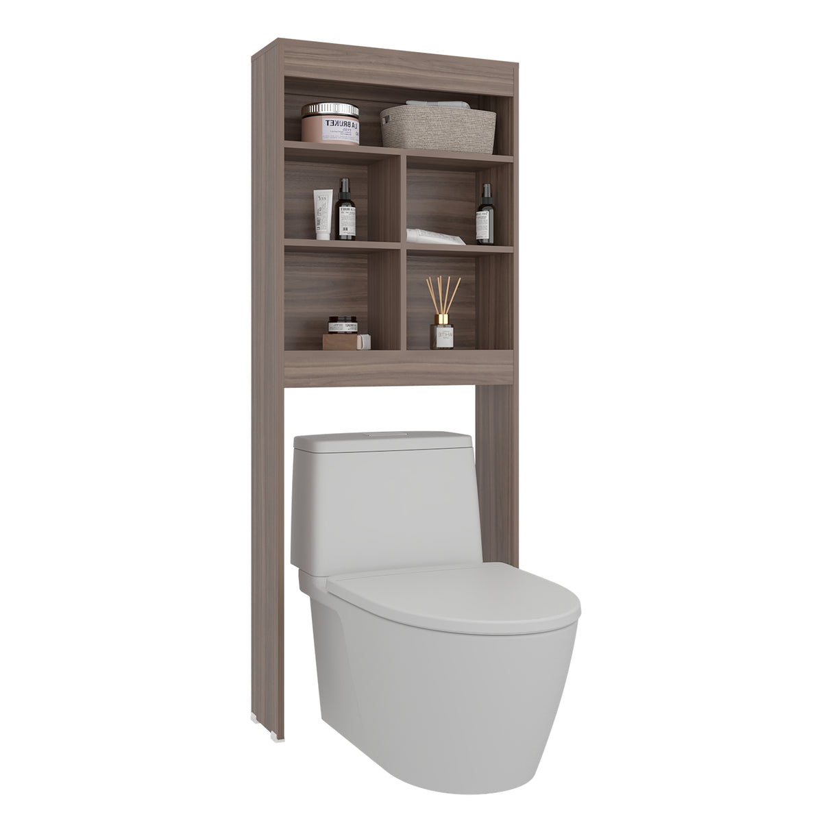 Ahorrador de Espacio para Baño Duo Avellana 63.2x160.8cm con Cuatro Entrepaños y con Patas - OTROS MUEBLES PARA BANHO | Bylmo
