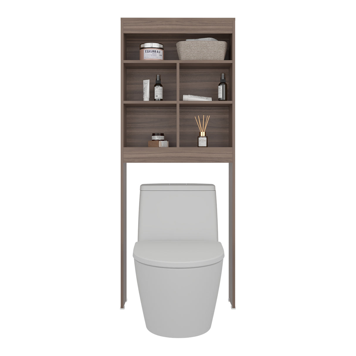 Ahorrador de Espacio para Baño Duo Avellana 63.2x160.8cm con Cuatro Entrepaños y con Patas - OTROS MUEBLES PARA BANHO | Bylmo