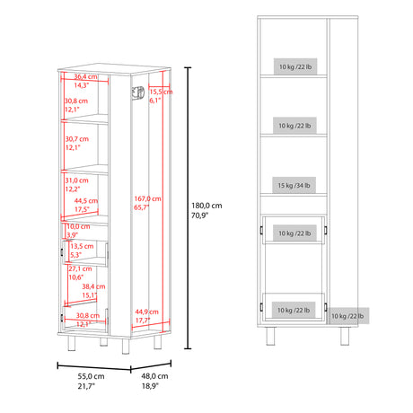 Mueble de Aseo Vidalia Blanco 55x180cm Para Organizar con Una Puerta - MUEBLES DE ASEO Y ROPAS | Bylmo