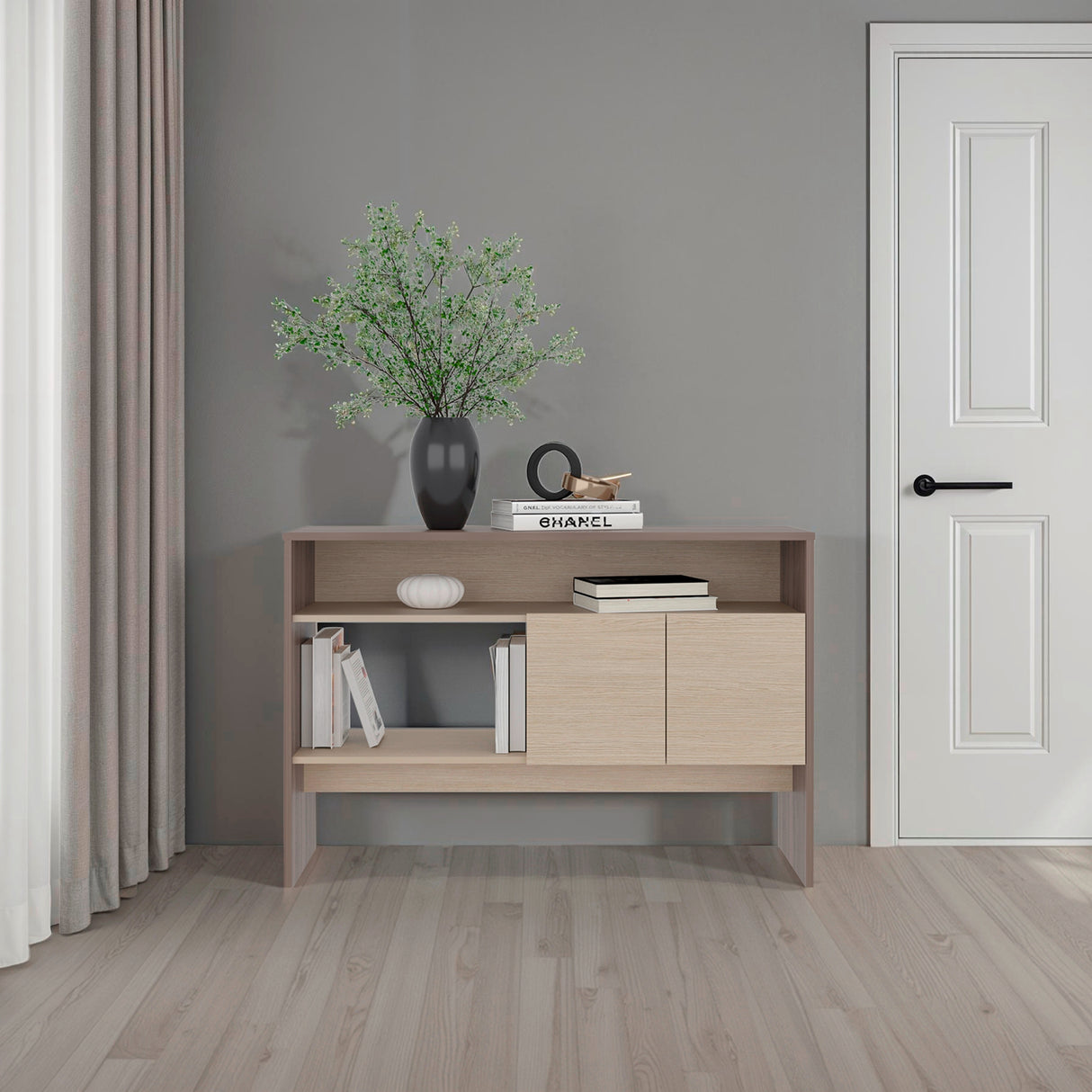 Arrimo Vedra Avellana y Cartagena 120x80.7cm con Dos Puertas y Cuatro Compartimientos - BIFES Y ARRIMOS | Bylmo