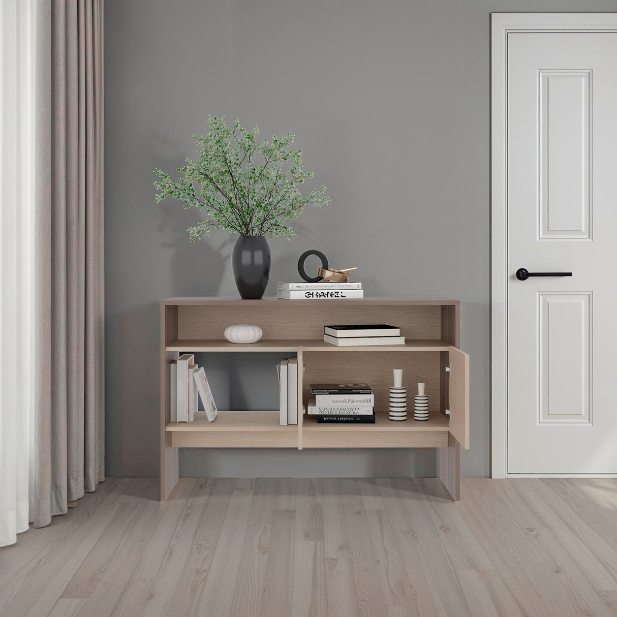 Arrimo Vedra Avellana y Cartagena 120x80.7cm con Dos Puertas y Cuatro Compartimientos - BIFES Y ARRIMOS | Bylmo