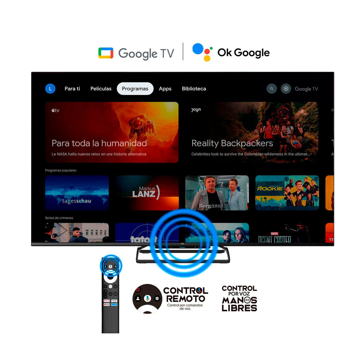 Televisor Kalley Smart de 65" Pulgadas Google TV Negro 145.25x84.53cm Qled 4K - TELEVISORES | Bylmo