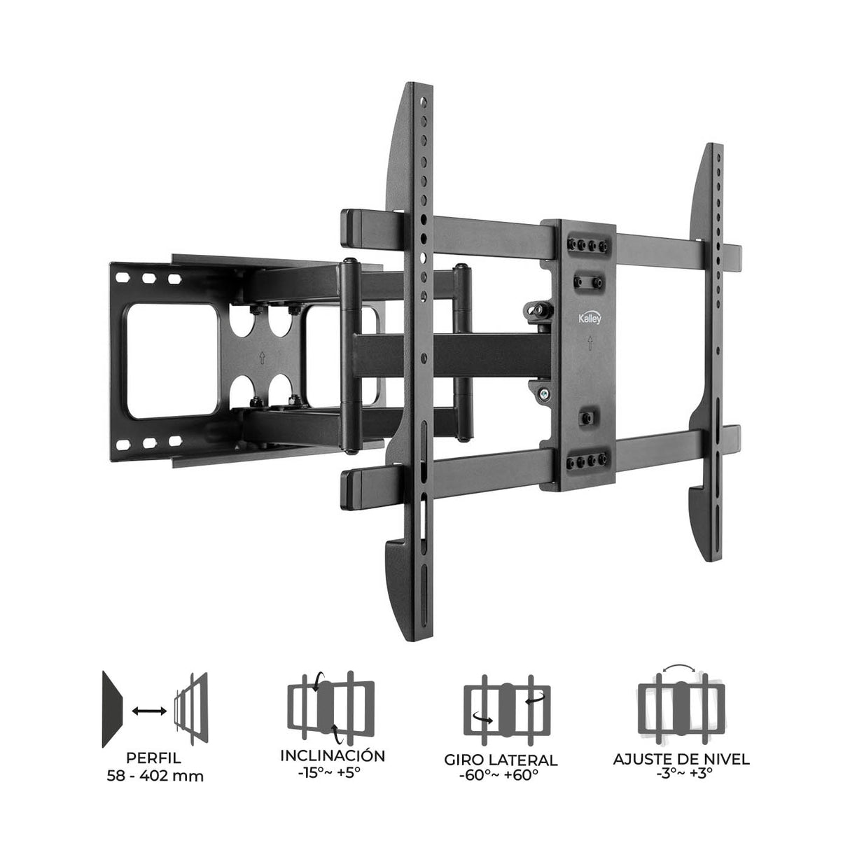 Soporte de TV Ajustable Kalley Negro 71x43cm para TV Hasta 80" Pulgadas - SOPORTES PARA TV | Bylmo