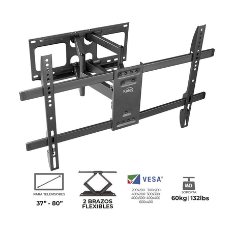 Soporte de TV Ajustable Kalley Negro 71x43cm para TV Hasta 80" Pulgadas - SOPORTES PARA TV | Bylmo