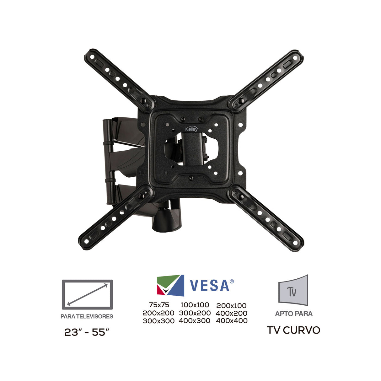 Soporte de TV Ajustable Kalley Negro 43.5x51.5cm para TV Hasta 55" Pulgadas - SOPORTES PARA TV | Bylmo