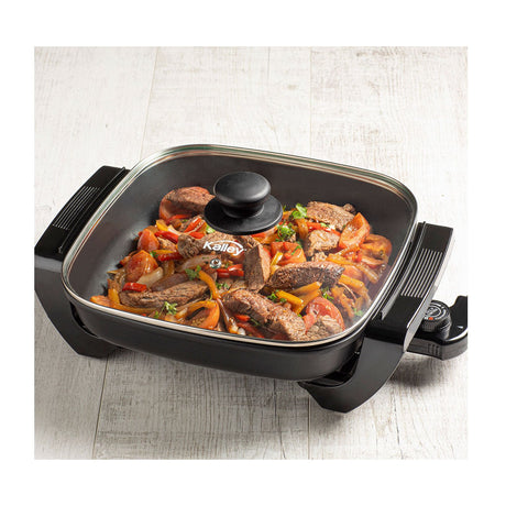 Sartén Eléctrica Kalley Negro 38x11cm con Temperatura Ajustable y con Tapa - SARTENES ELECTRICOS | Bylmo