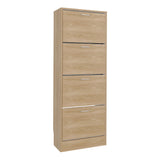 Zapatero Z 51 Fresno y Blanco 52x140.6cm Vertical de Cuatro Niveles para Ocho pares de Zapatos - ZAPATEROS | Bylmo