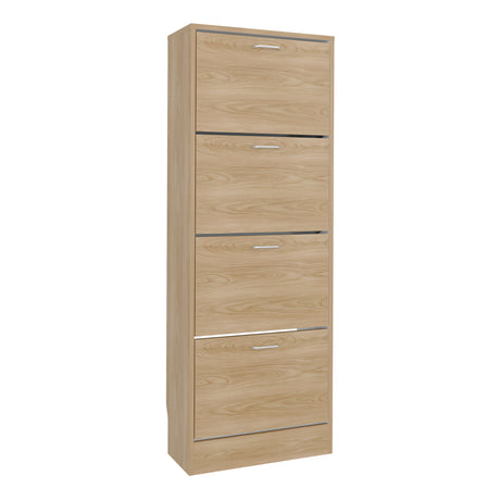 Zapatero Z 51 Fresno y Blanco 52x140.6cm Vertical de Cuatro Niveles para Ocho pares de Zapatos - ZAPATEROS | Bylmo