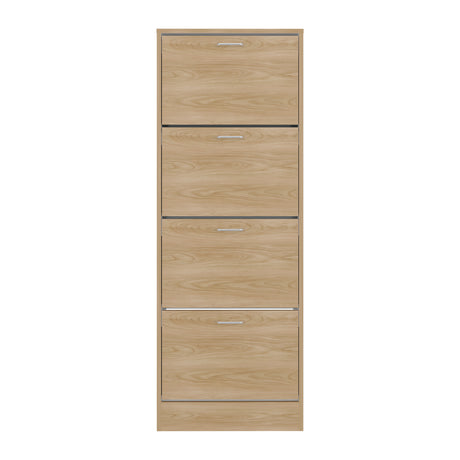 Zapatero Z 51 Fresno y Blanco 52x140.6cm Vertical de Cuatro Niveles para Ocho pares de Zapatos - ZAPATEROS | Bylmo