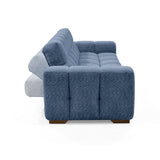 Sofá Cama Miami Indigo y Matiz Caoba 228x78cm De Tres Puestos Reclinable y Tapizado Capitoneado