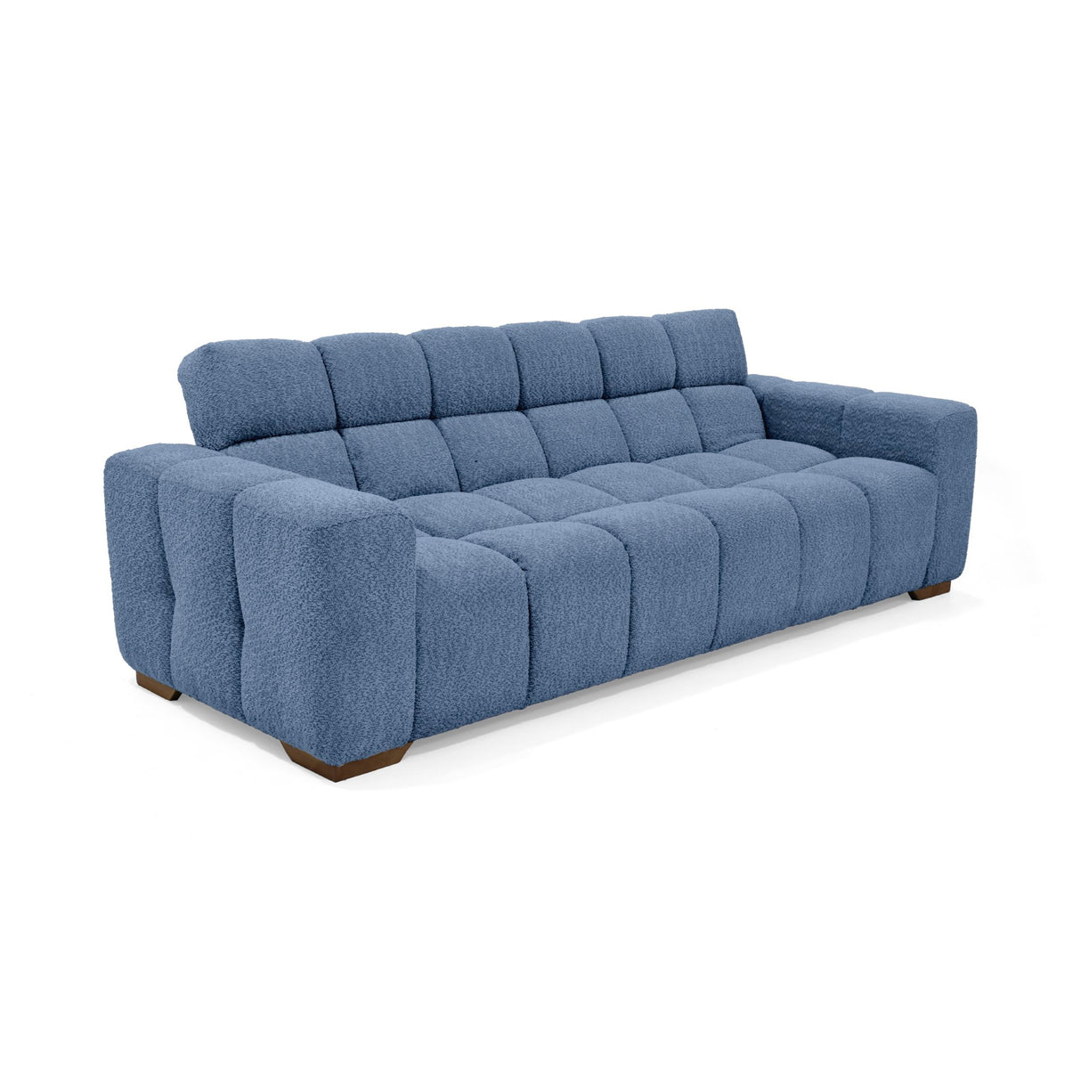 Sofá Cama Miami Indigo y Matiz Caoba 228x78cm De Tres Puestos Reclinable y Tapizado Capitoneado