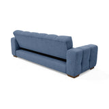 Sofá Cama Miami Indigo y Matiz Caoba 228x78cm De Tres Puestos Reclinable y Tapizado Capitoneado