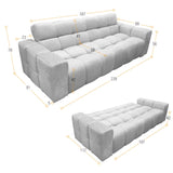 Sofá Cama Miami Indigo y Matiz Caoba 228x78cm De Tres Puestos Reclinable y Tapizado Capitoneado
