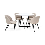 Comedor Malawi Trigo y Blanco 105x76cm Circular de Cuatro Puestos con Cuatro Sillas Osaka - COMEDORES | Bylmo