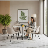 Comedor Malawi Trigo y Blanco 105x76cm Circular de Cuatro Puestos con Cuatro Sillas Osaka - COMEDORES | Bylmo