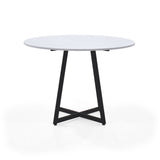 Comedor Malawi Trigo y Blanco 105x76cm Circular de Cuatro Puestos con Cuatro Sillas Osaka - COMEDORES | Bylmo