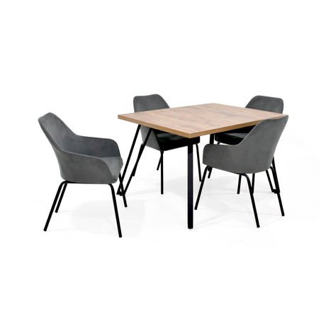 Comedor Forest Gris y Mácula 120x75cm Rectangular de Cuatro Puestos con Cuatro Sillas Mendoza - COMEDORES | Bylmo