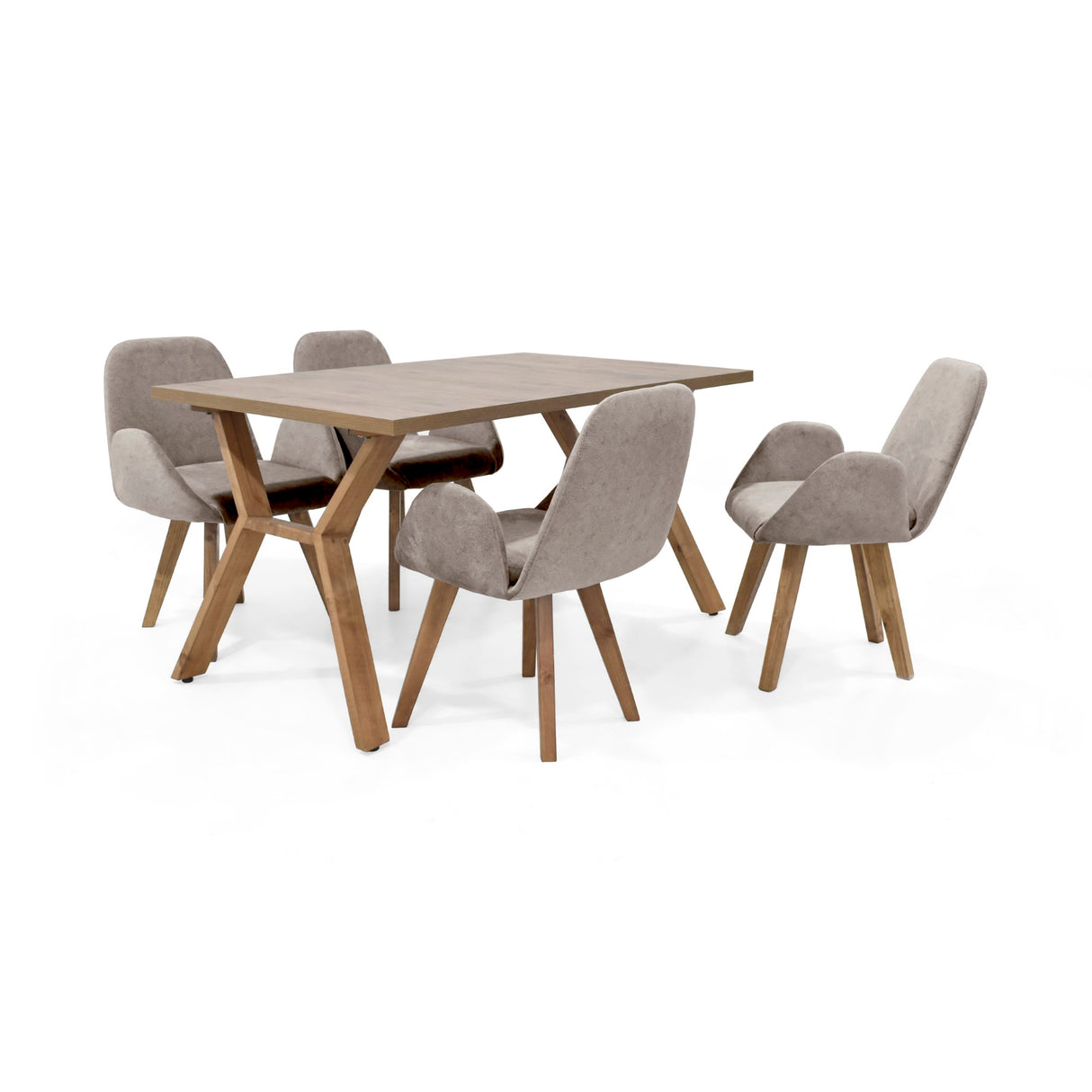 Comedor Nara Taupe y Mácula 144x75cm Rectangular de Cuatro Puestos con Cuatro Sillas Mao - COMEDORES | Bylmo